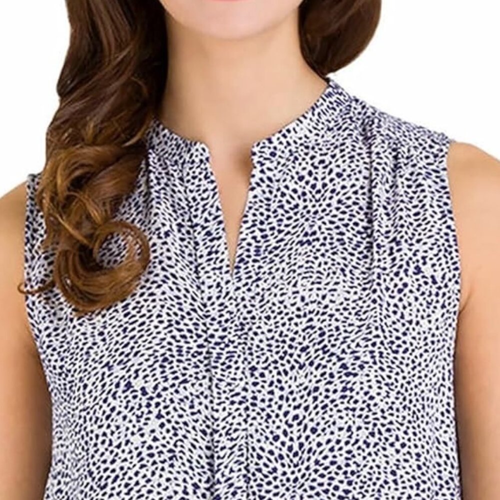 Hilary Radley Sleeveless Blue White‎ Waist Tie Tunic Dress Size 8